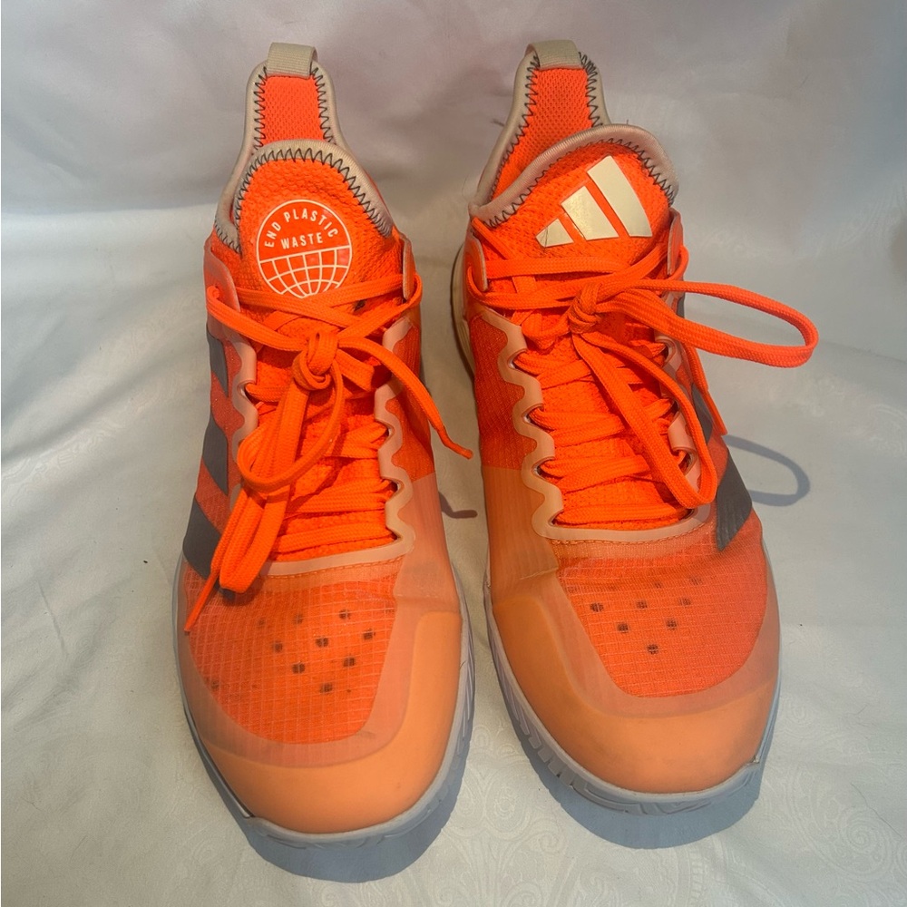 Adidas Adizero Ubersonic 4 women’s Orange Athletic Sneakers with Stripes